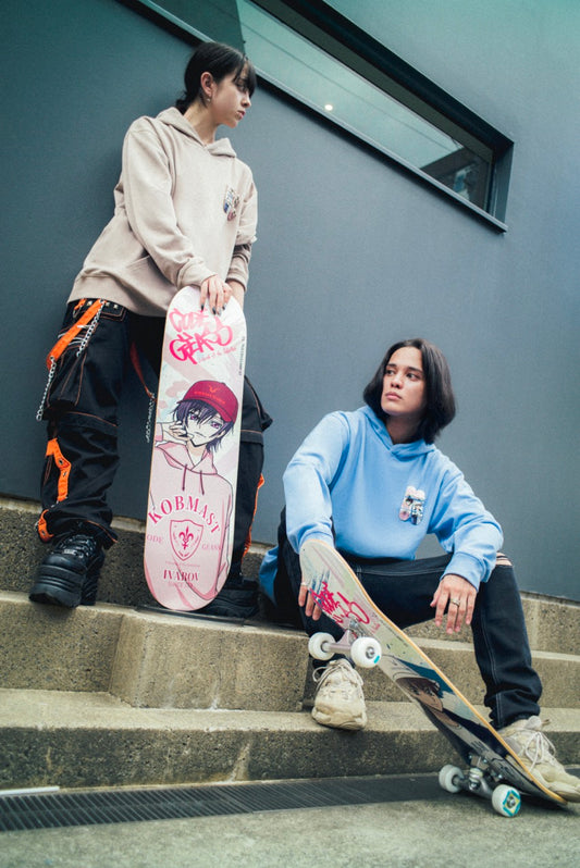 Lelouch + Suzaku mini skateboard Hoodie (blue)