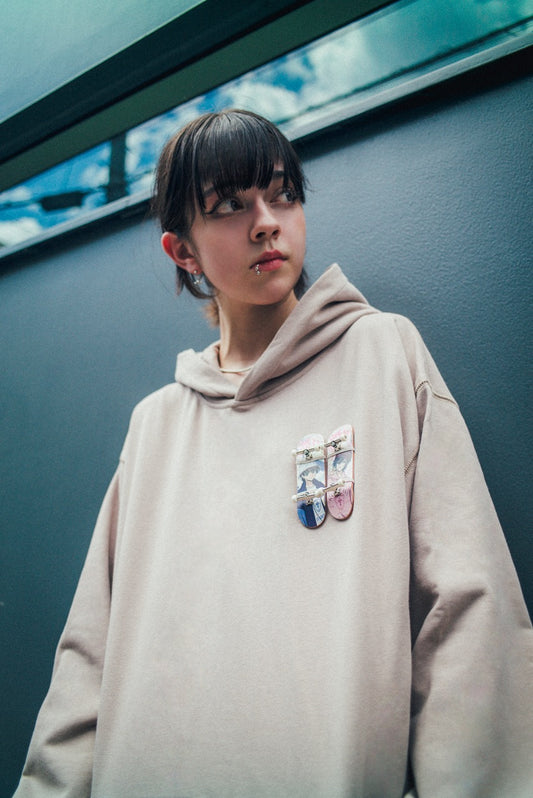 Lelouch + Suzaku mini skateboard hoodie (brown)